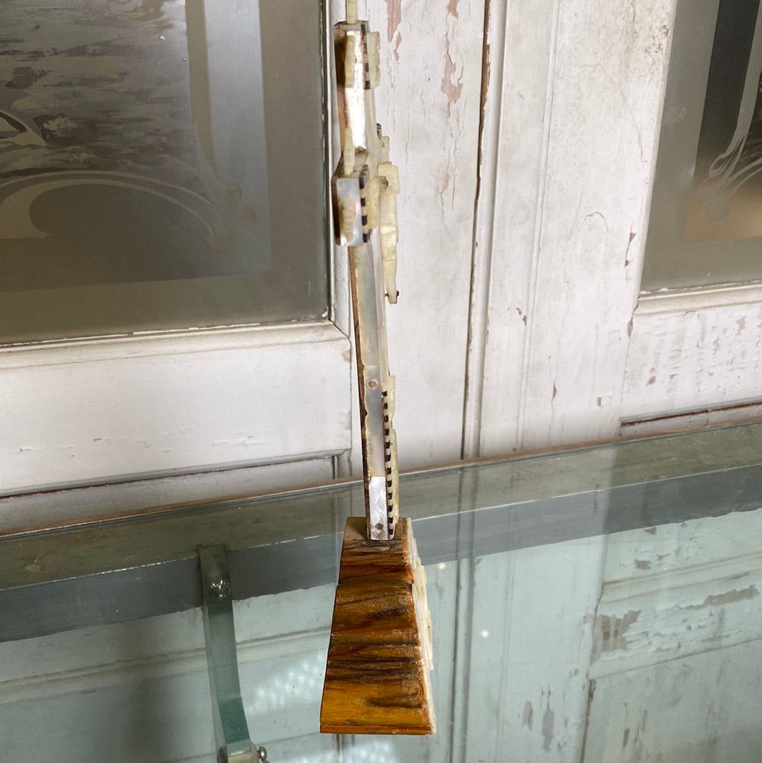 Carved Crucifix with Mother of Pearl - The White Barn Antiques