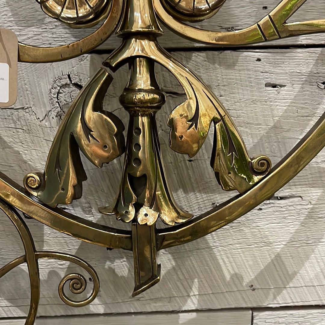 Pair of Decorative Brass Scroll Sconces - The White Barn Antiques