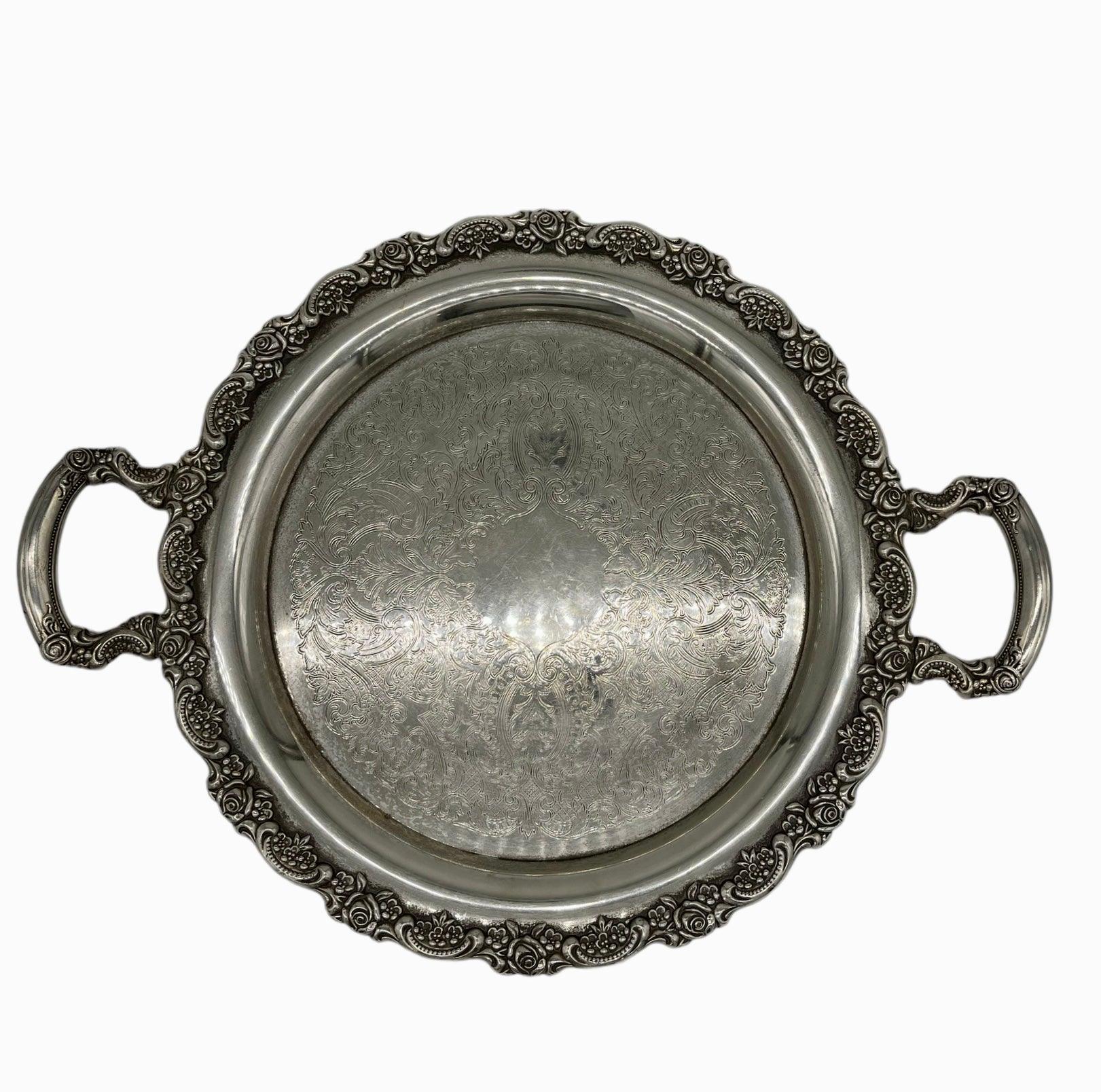 Oneida Antique Silver Plated Tray With Handles Early 20th Century