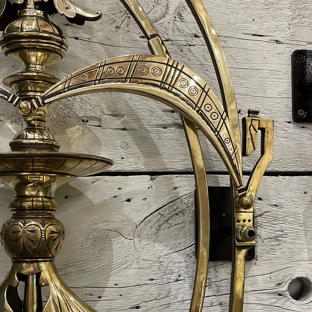 Pair of Decorative Brass Scroll Sconces - The White Barn Antiques