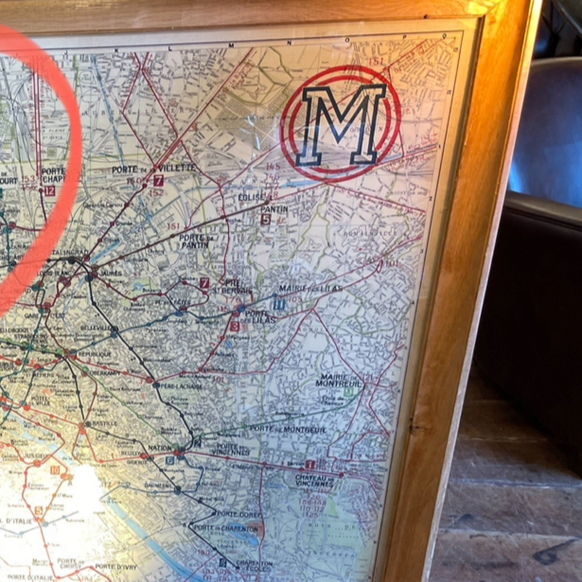 Framed Reproduction Map of Paris Metro dated 1946 - The White Barn Antiques
