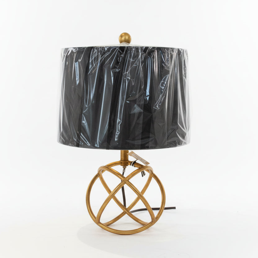Gold Knot Lamp with Black Shade - The White Barn Antiques