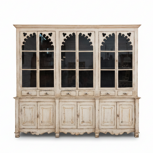 Large 19th Century English Pine Glazed Display Cabinet with Original Glass