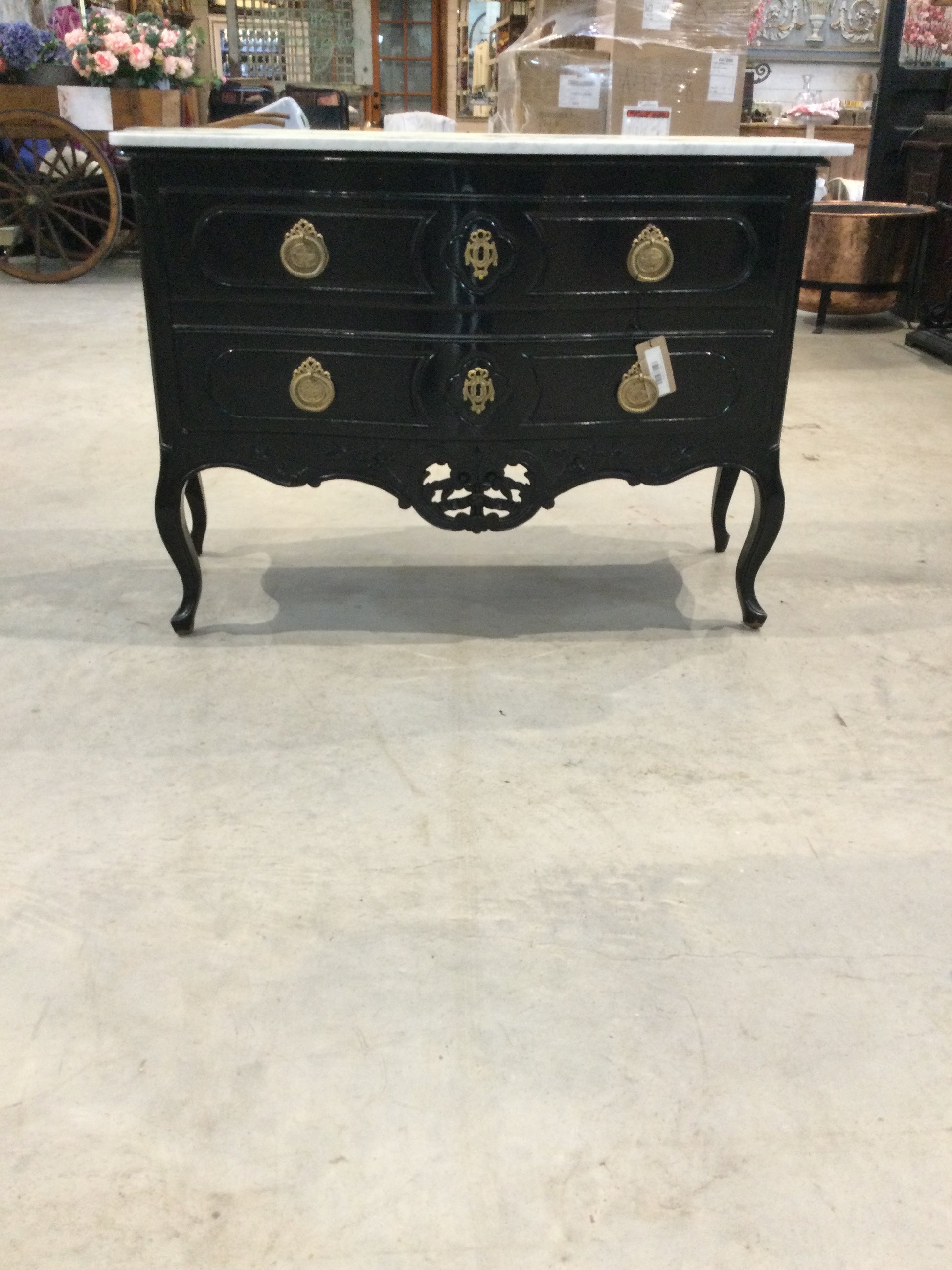 Black Dresser with Brass Handles White Marble Top Front Door Swings Op Fickle International Antiques Black Dresser with Brass Handles White Marble Top Front Door Swings Op Fickle International Antiques