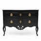 Black Dresser with Brass Handles White Marble Top Front Door Swings Opening