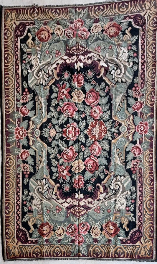 #129 Black and Red Medallion Rug