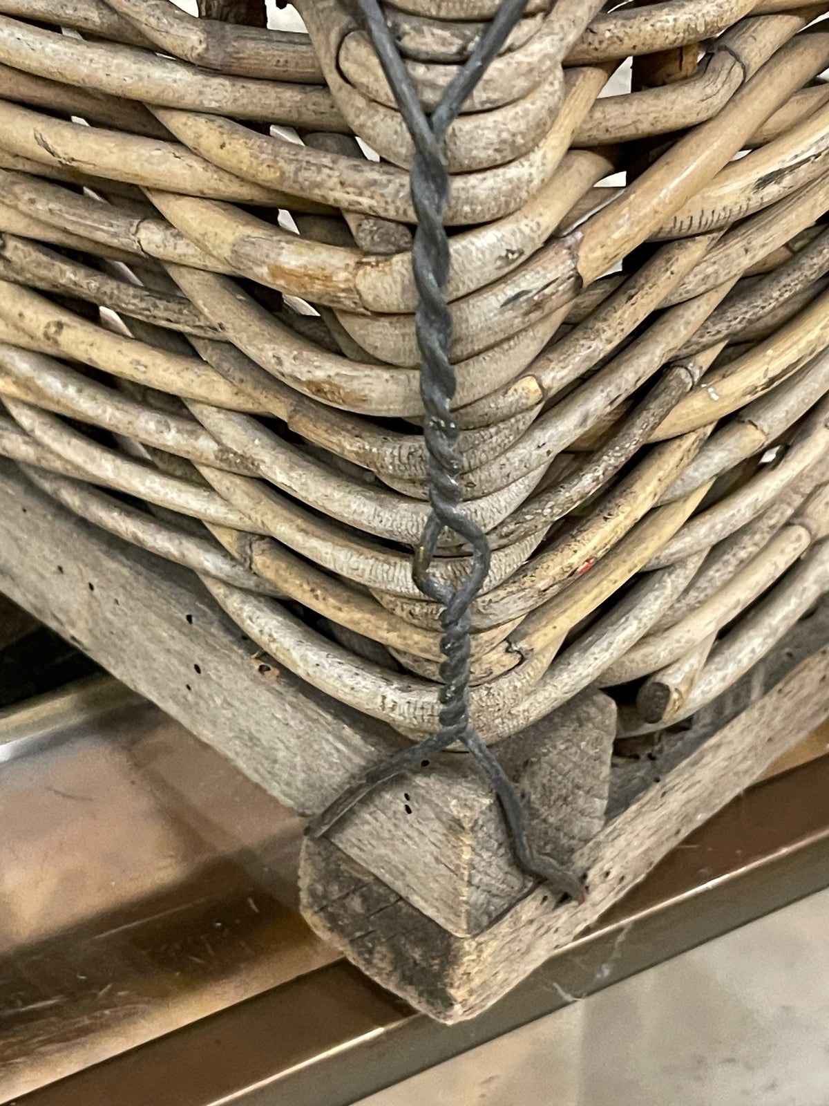 French Rectangular Grape Basket with 4 Handles Circa 1900