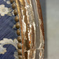 Antique French Louis XVI Style Armchair with Carved Frame & Urn Motif Upholstery