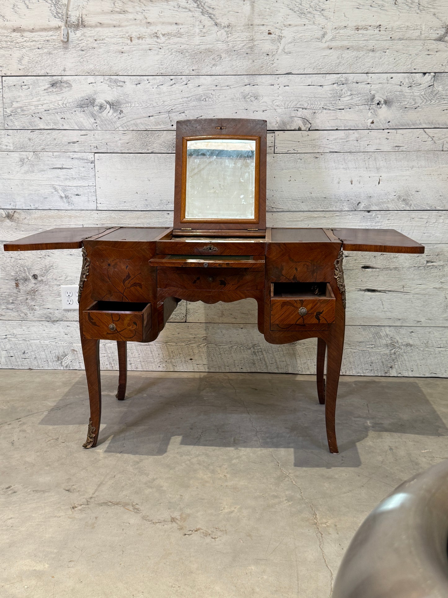 Louis XV Tulipwood, Kingwood, Maple and Holly Marquetry Coiffeuse, Late 19th Century