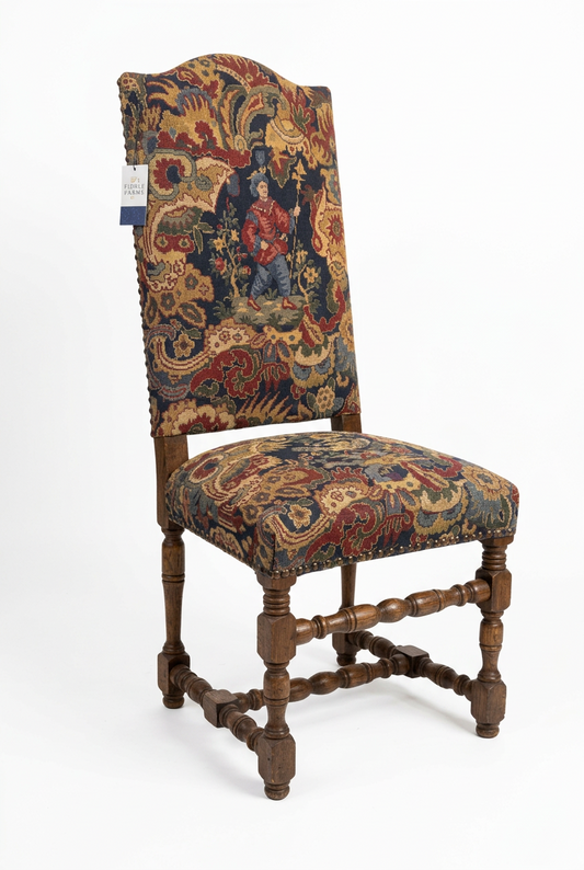 High-Back Floral Tapestry-Style Dining Chair