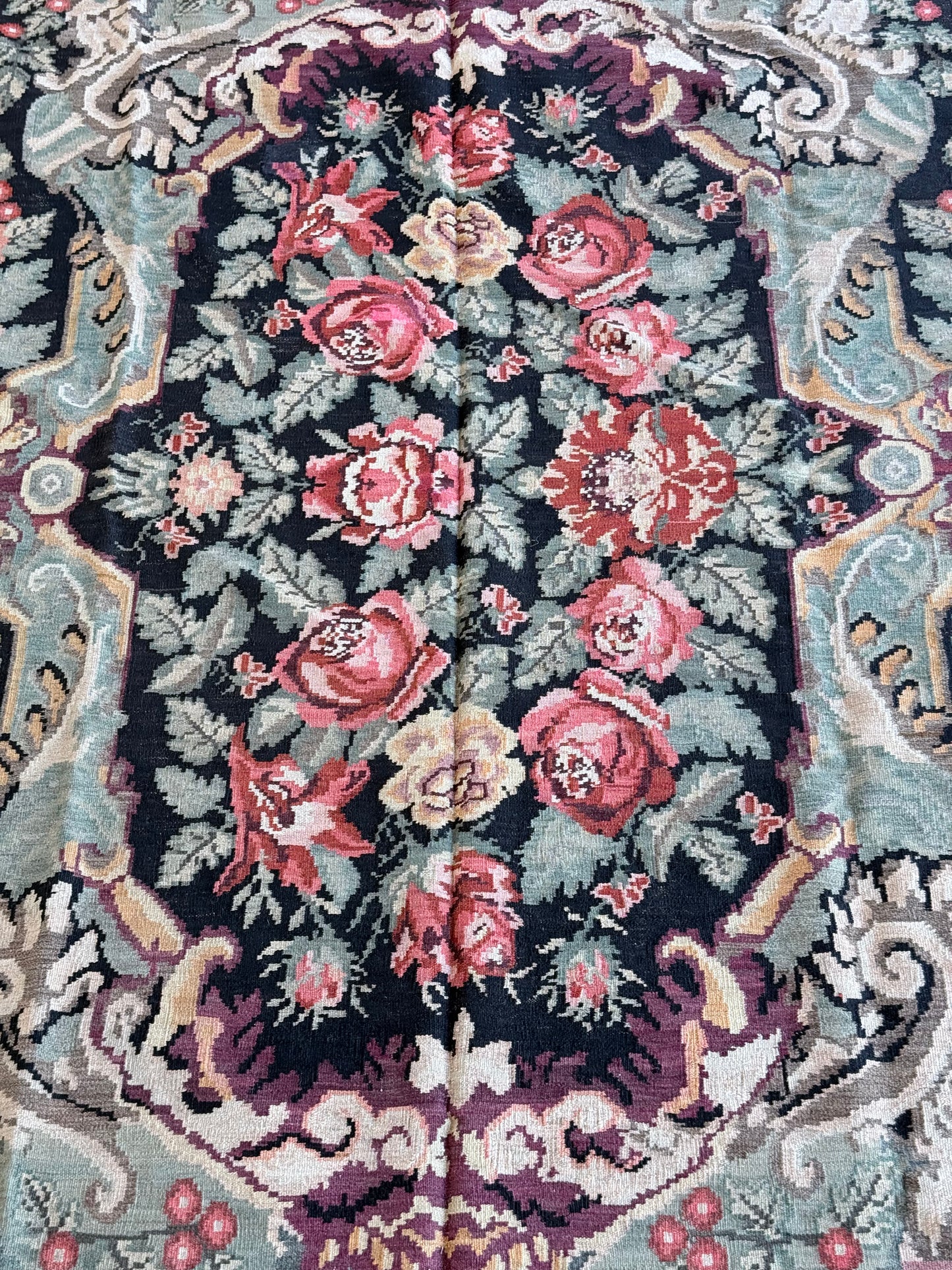 #129 Black and Red Medallion Rug