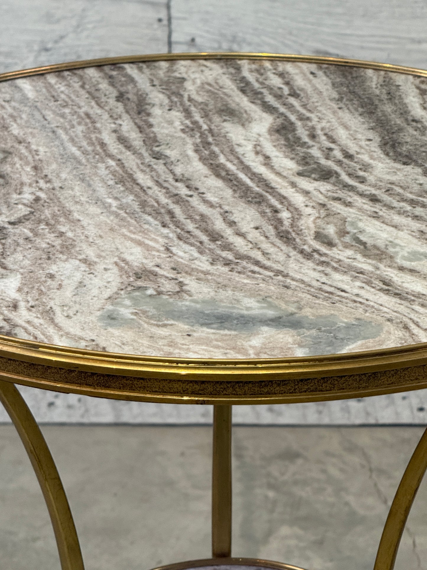 Mid-Century French Neoclassical Style Gilt Bronze and Marble Gueridon Side Table