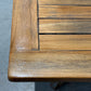Wood Slatted Square Table with Scrolled Iron Base