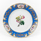 Circa 1850 French Paris Porcelain Plates with Hand Painted Fruit and Cobalt Gilt Rims