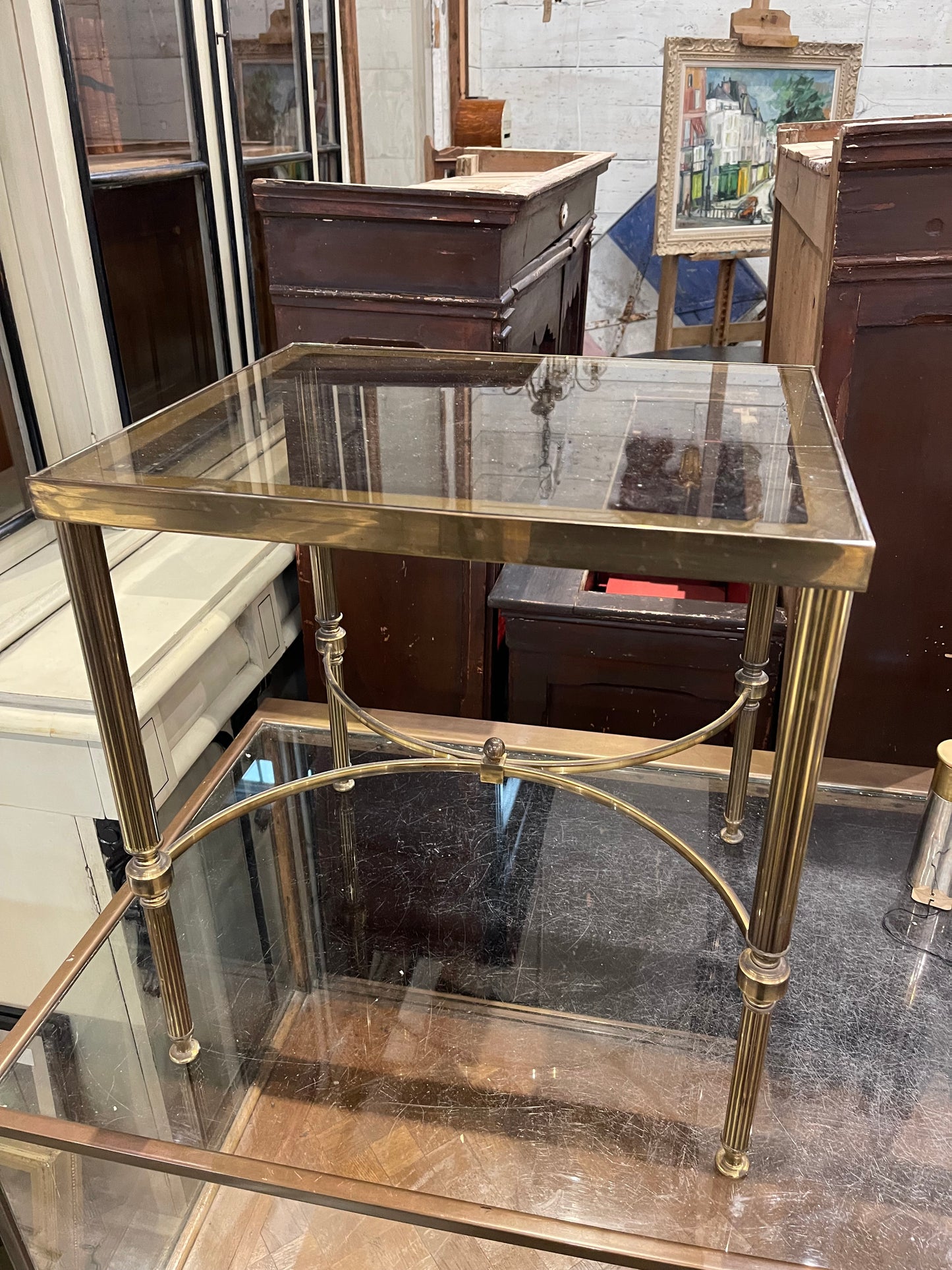 French Brass and Glass Table Circa 1940