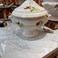 Wedding Soupiere With Lid Hand Painted With Red Poppy
