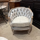 French Louis XV Style Tufted Settee in Silver Velvet Upholstery