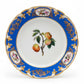 Circa 1850 French Paris Porcelain Plates with Hand Painted Fruit and Cobalt Gilt Rims