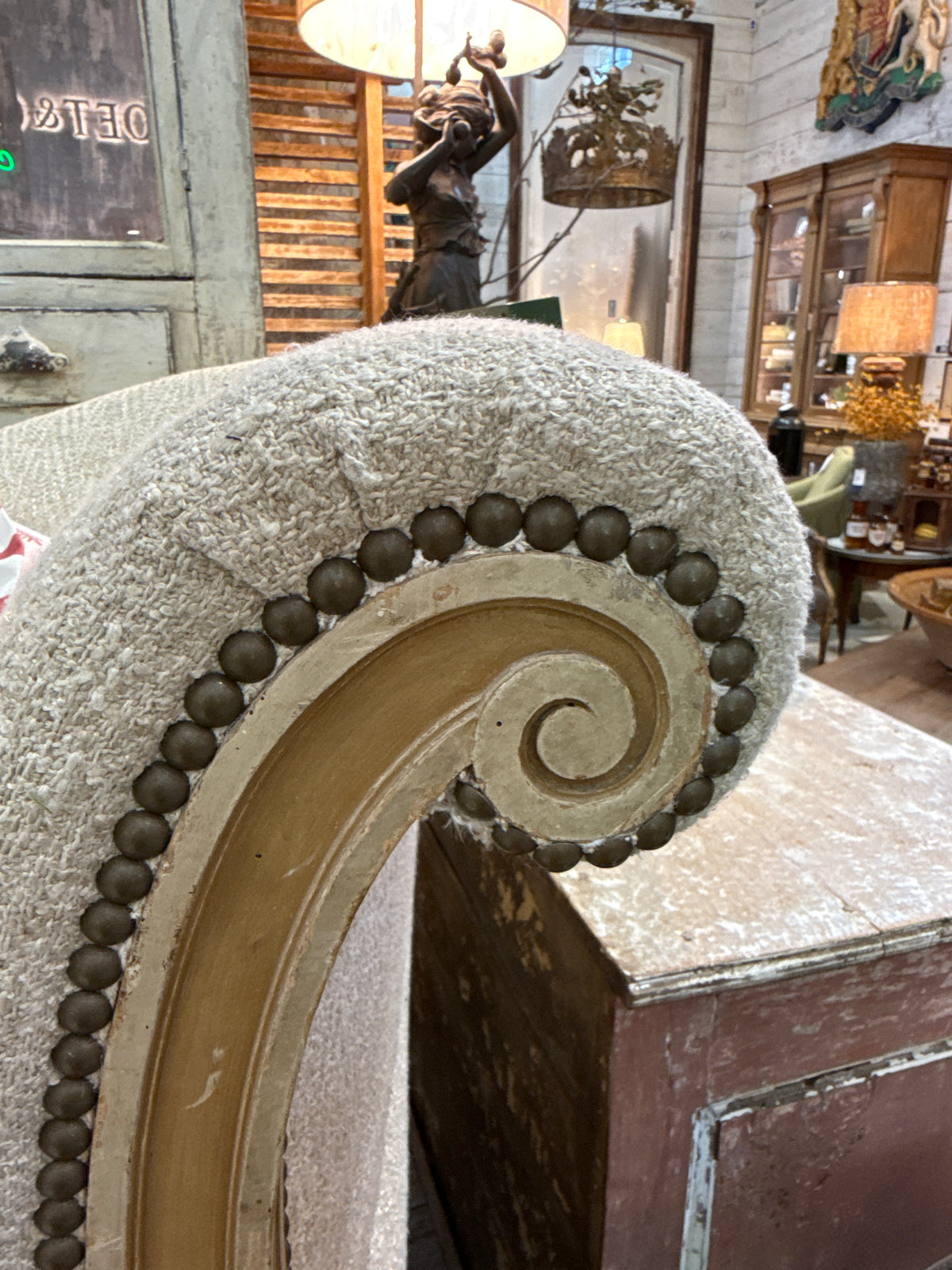 Neutral Chaise Lounge with Scroll