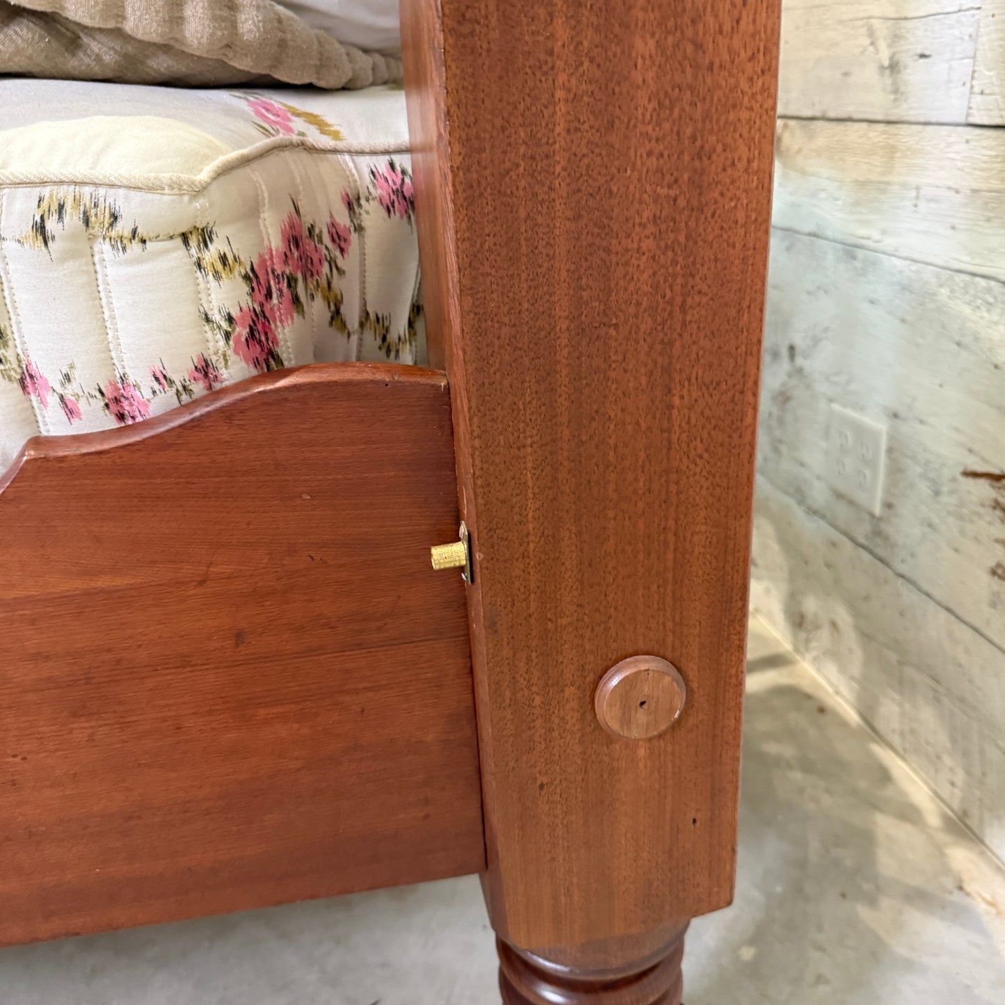 Monumental 19th Century American Empire Mahogany Four Poster Canopy Bed with Bobbin Turned Posts