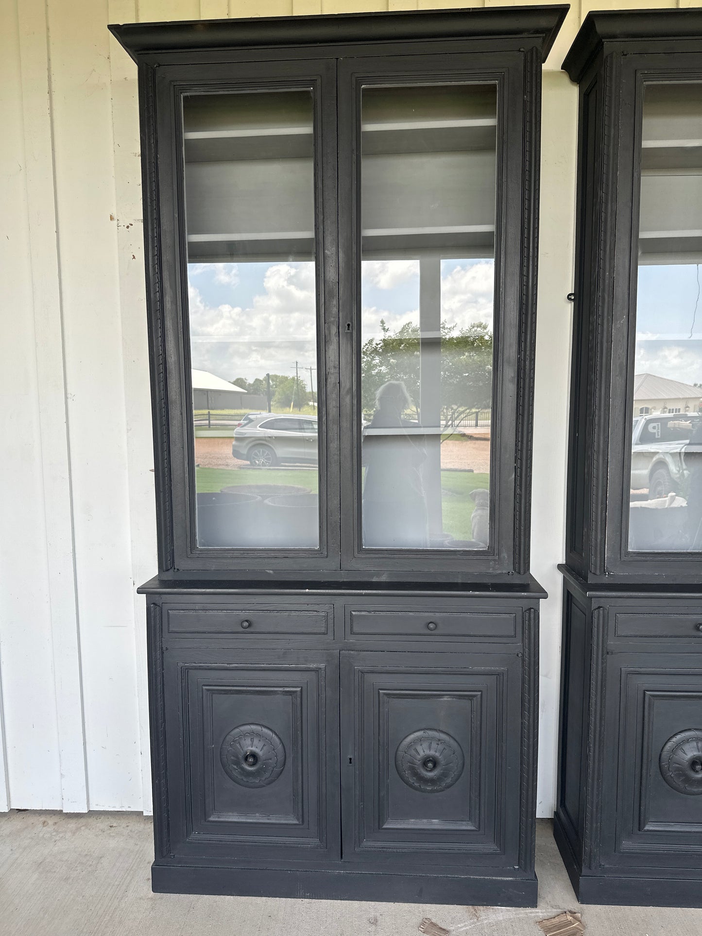 Painted Bibliotheque Notary Office Cabinet - 3 Piece
