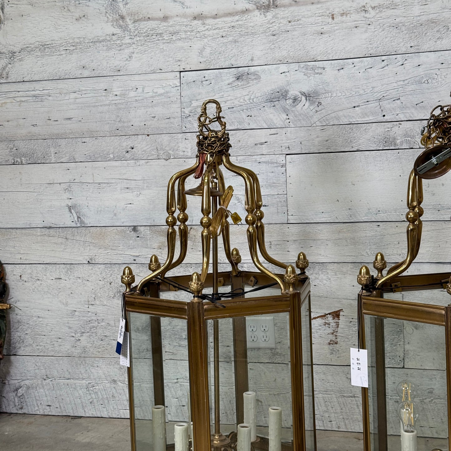 Architectural Brass Hanging Lanterns by Christopher Wray, Sold Individually