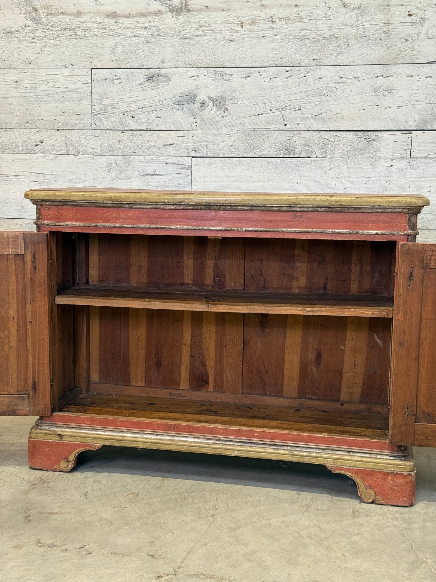 Antique Italian Original Decorative Painted Sideboard 19th Century