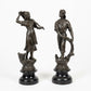 Pair of Bronze Fisher Figures on Wood Base, 1900