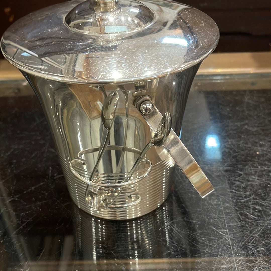 Silver Plated Ice Bucket with Tongs