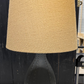 Primitive Dark Satin Table Lamp with Flour Sack Shade