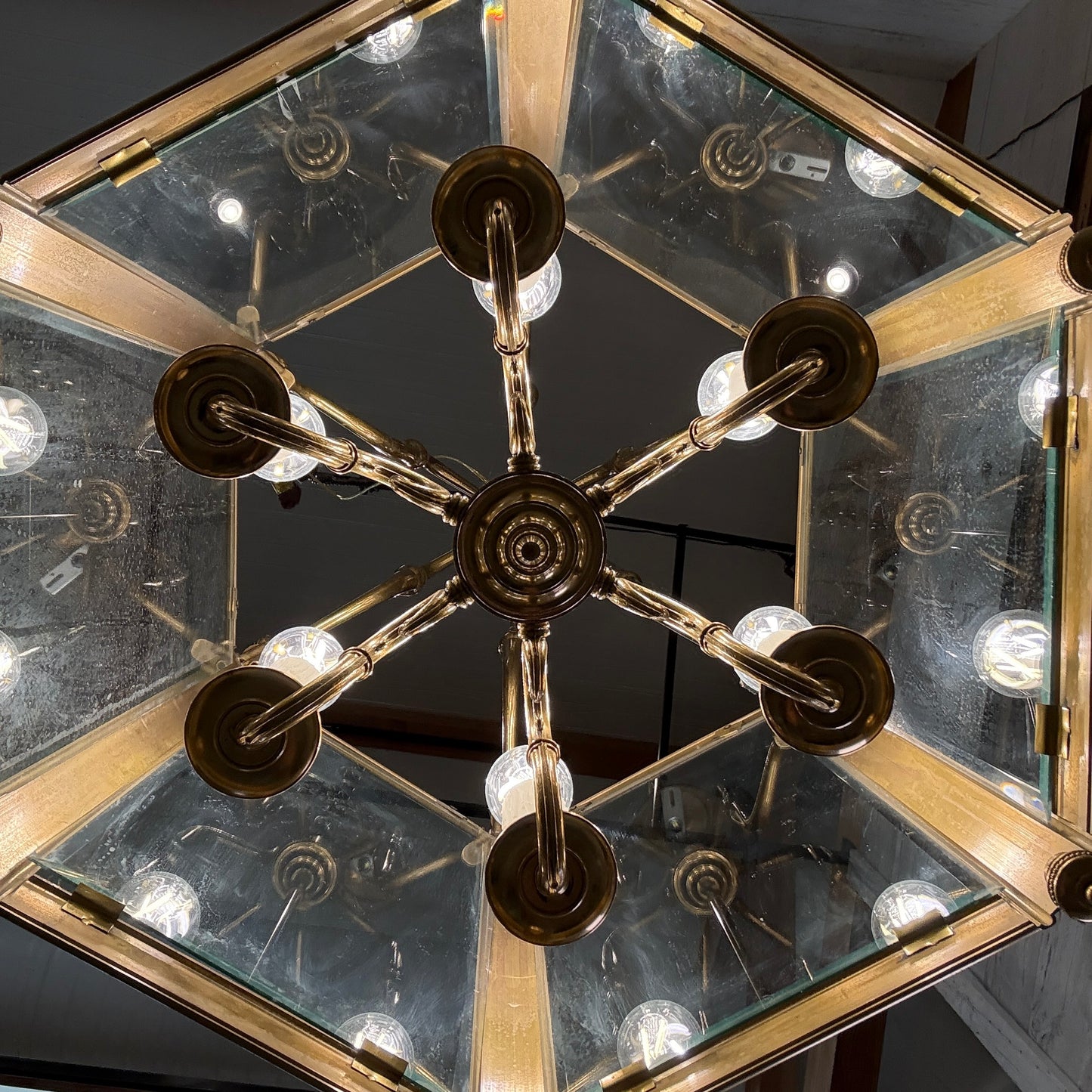Architectural Brass Hanging Lanterns by Christopher Wray, Sold Individually