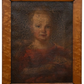 Antique European Child Portrait, Signed “Walter…”, After an Earlier Master, Burl Wood Frame on a white background