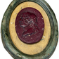 Large Plaster Intaglio with Burgundy Center and Green Frame on a white background
