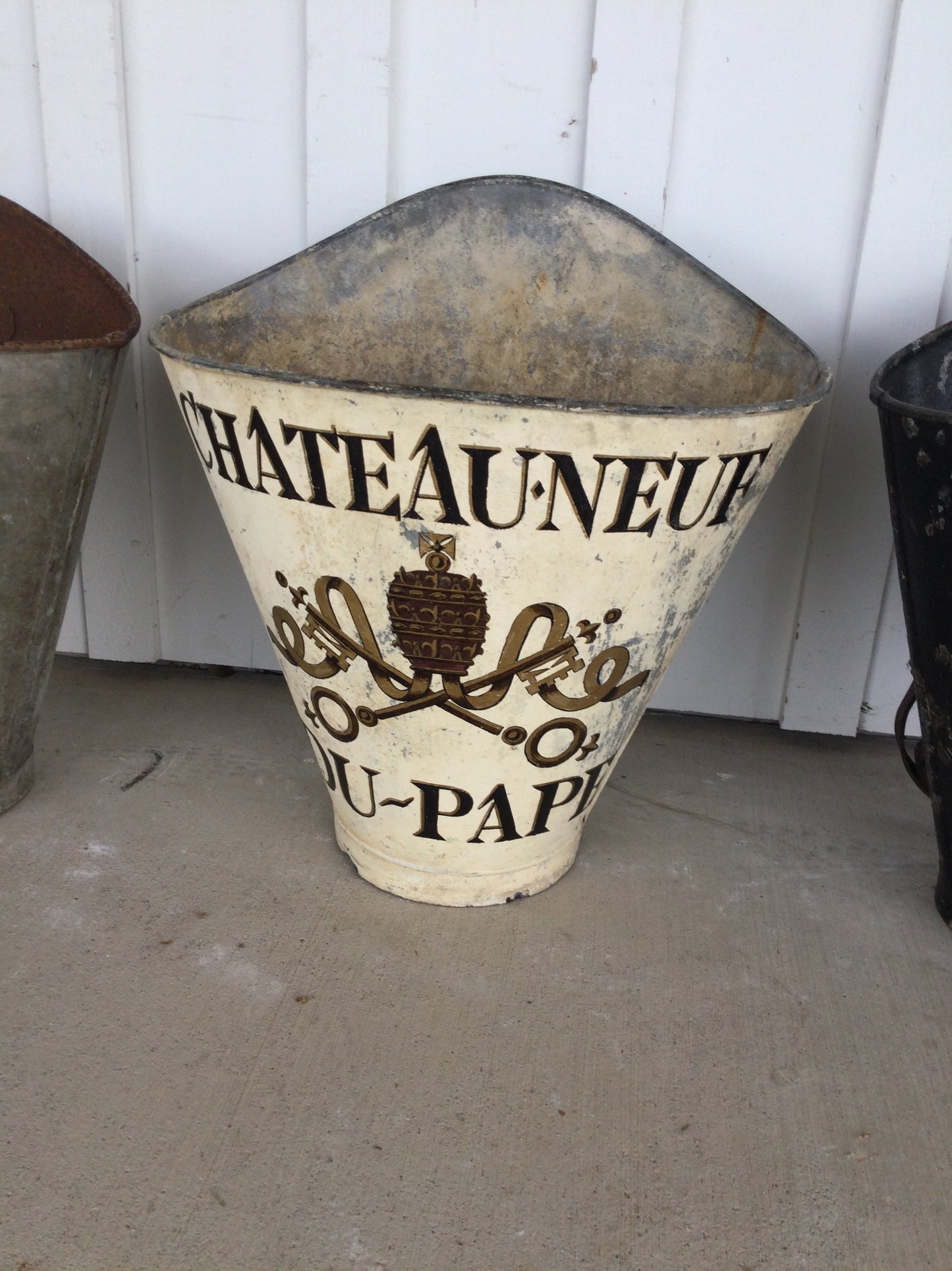 French Tole Grape Hod Painted Chateaneuf Du Pape