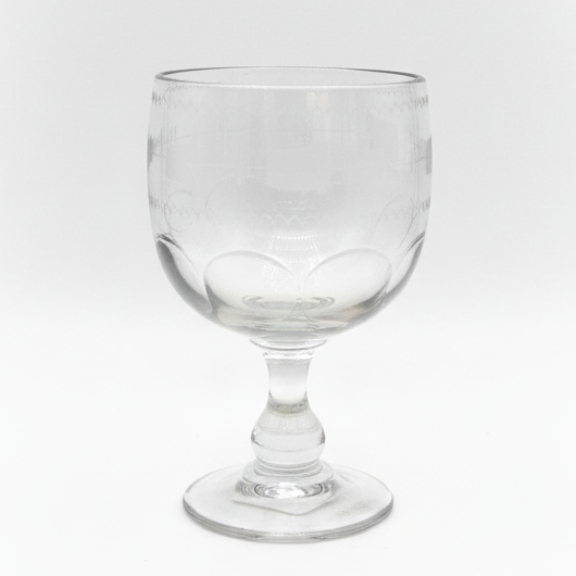 French Souvenir Event Glass with Etched Flowers