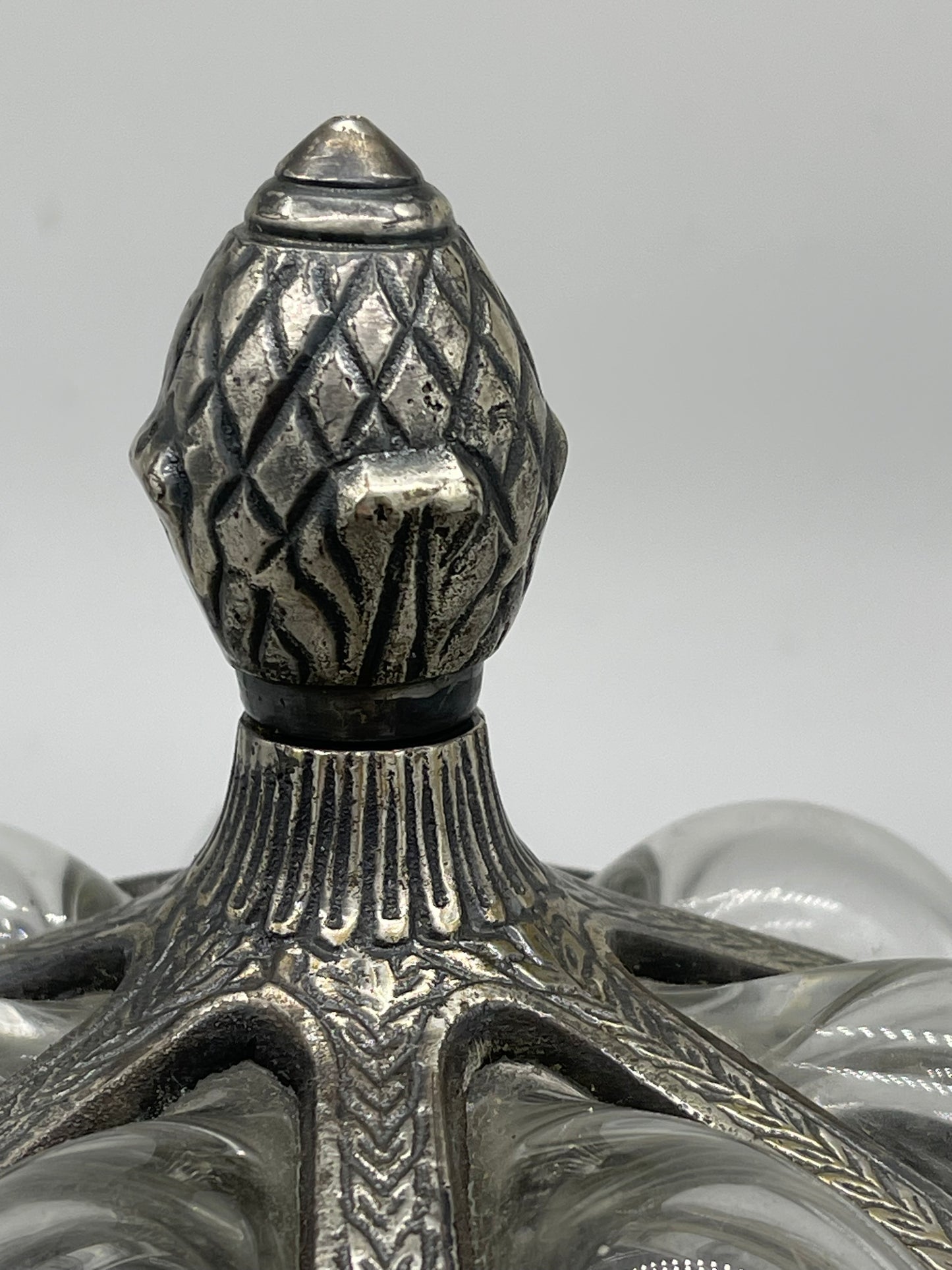 Vintage Caged Hand Blown Glass Apothecary Urn