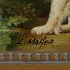 Small European School Oil on Board Signed L. Maher: King Charles Spaniel
