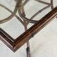 Lacquered Metal Faux Bamboo Table with Glass Top