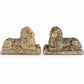 Pair of Antique Composite Stone Lion Statues – Weathered Garden Guardians