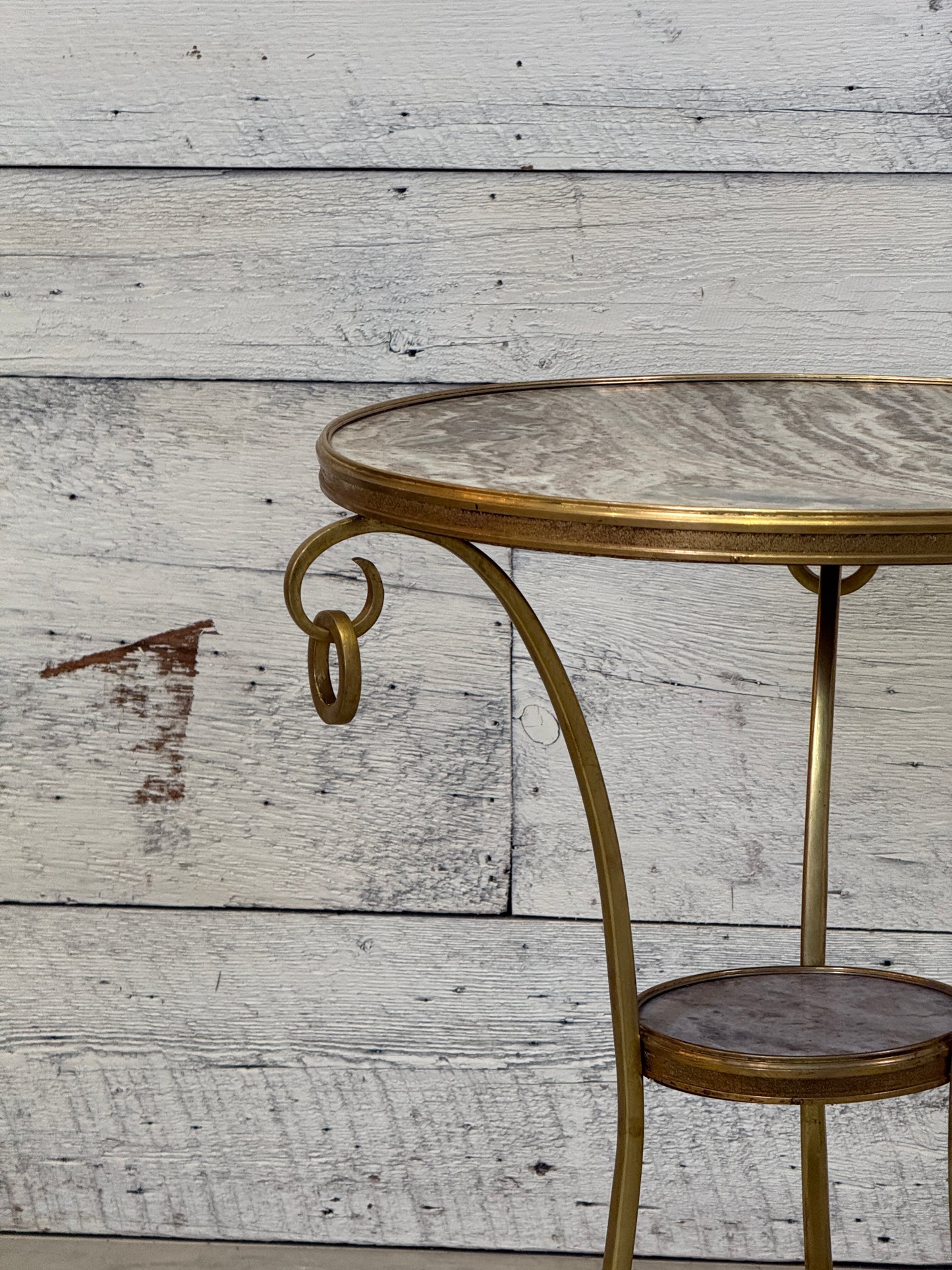 Mid-Century French Neoclassical Style Gilt Bronze and Marble Gueridon Side Table