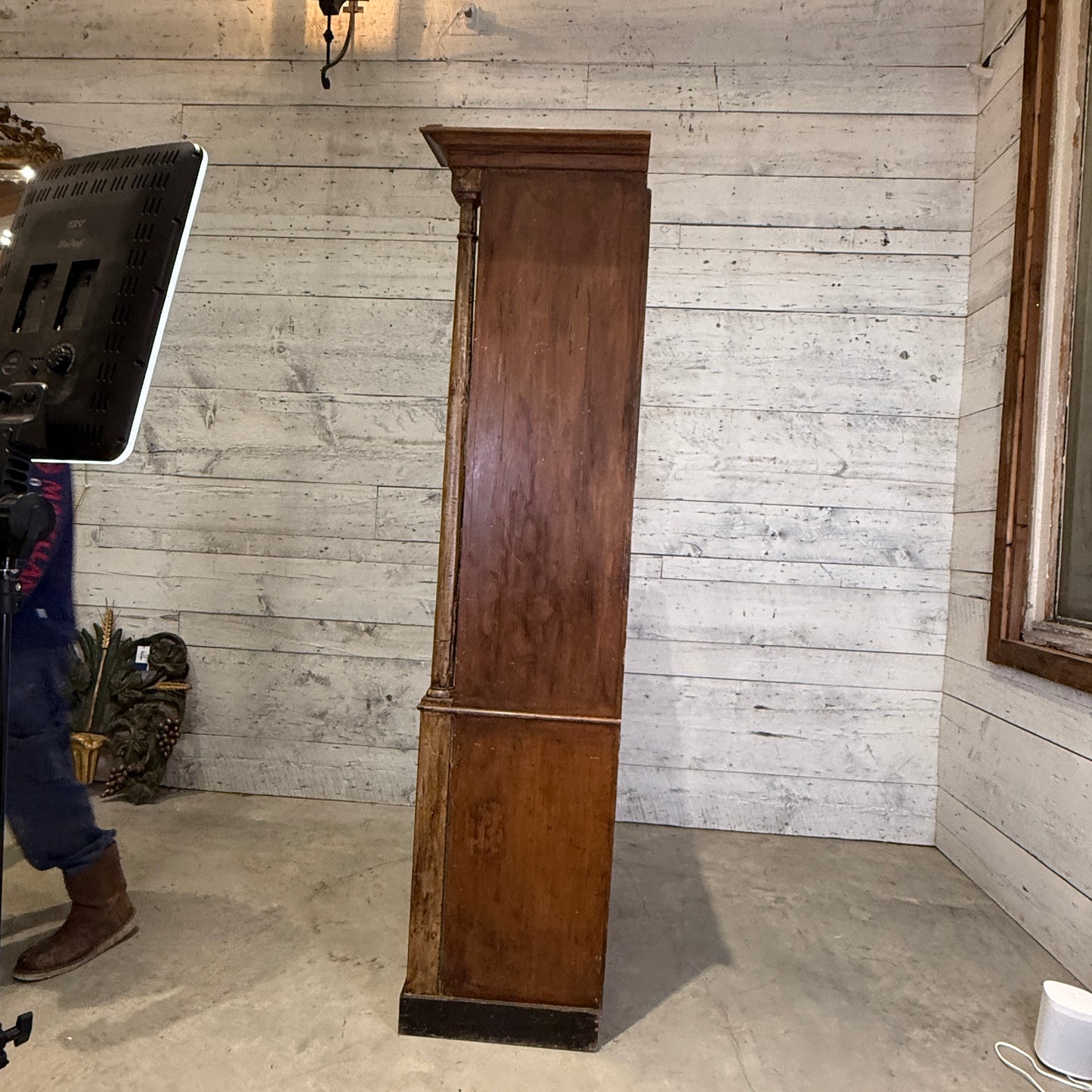 French Pharmacy Cabinet with Architectural Columns and Glass Front