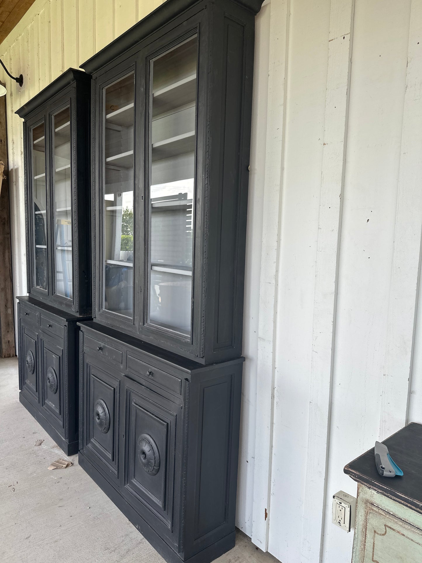 Painted Bibliotheque Notary Office Cabinet - 3 Piece