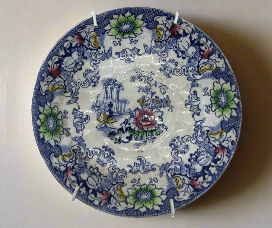 Francis Morley Co England CLEOPATRA Blue Polychrome Transferware