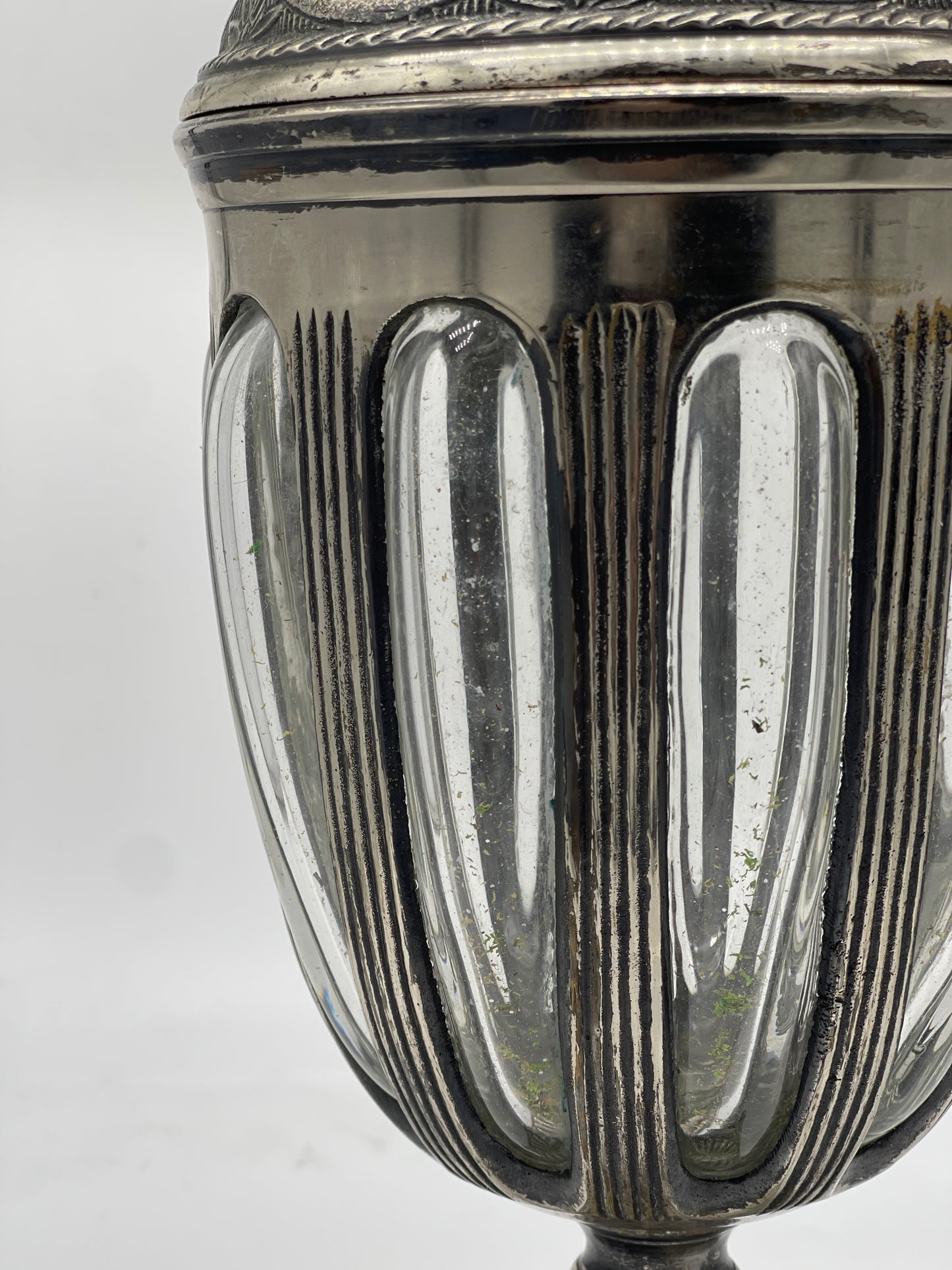 Vintage Caged Hand Blown Glass Apothecary Urn