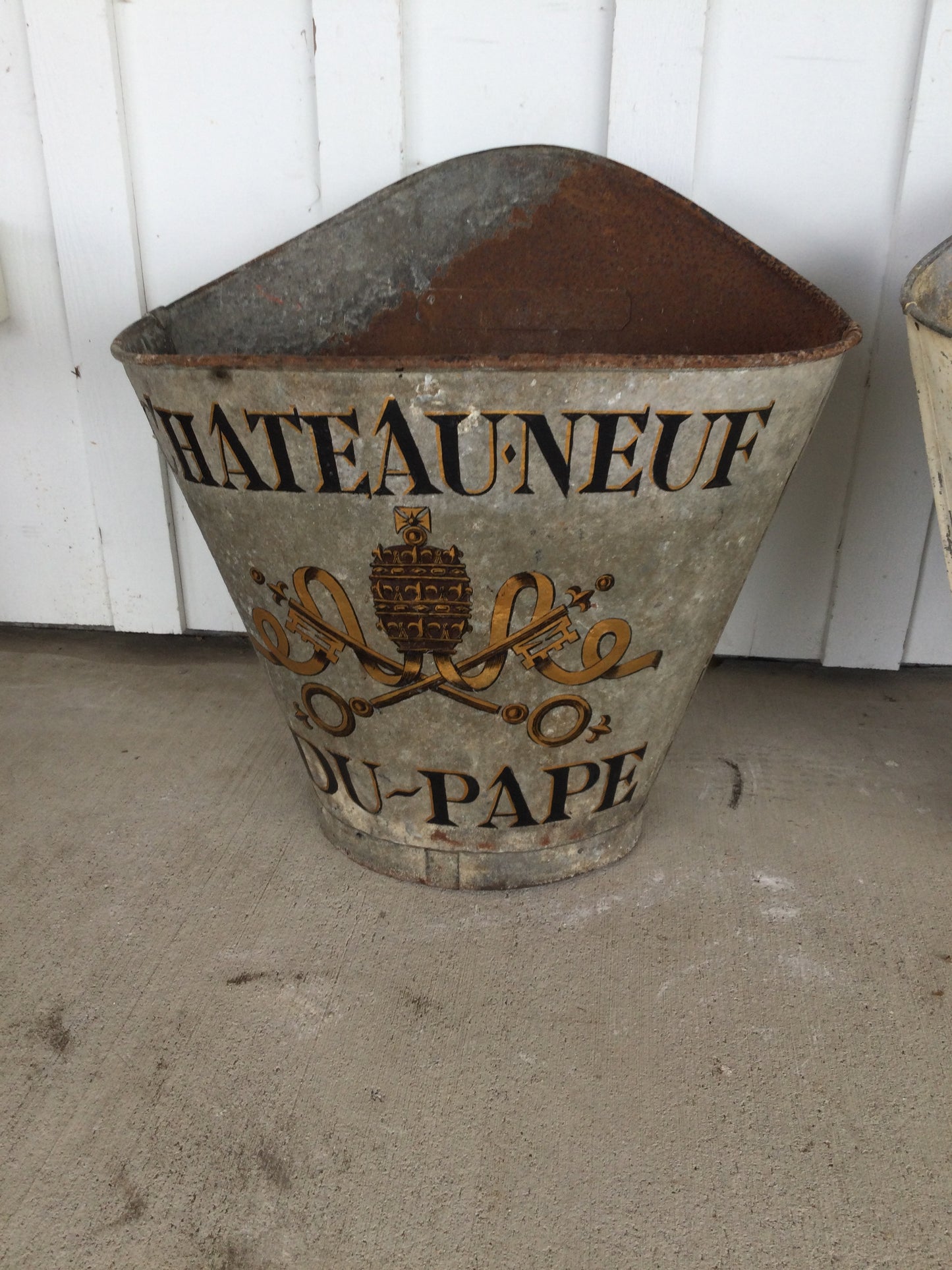 French Tole Grape Hod Painted Chateaneuf Du Pape