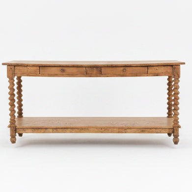 Antique Oak Barley Twisted French Drapers Table