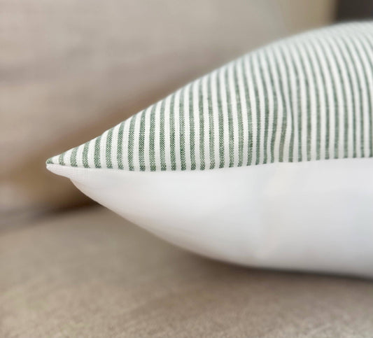 Audrey Ticking Stripe Designer Pillow : Feather Down