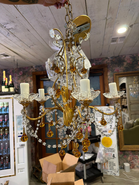 5 Arm Orange Tear Drops Chandelier