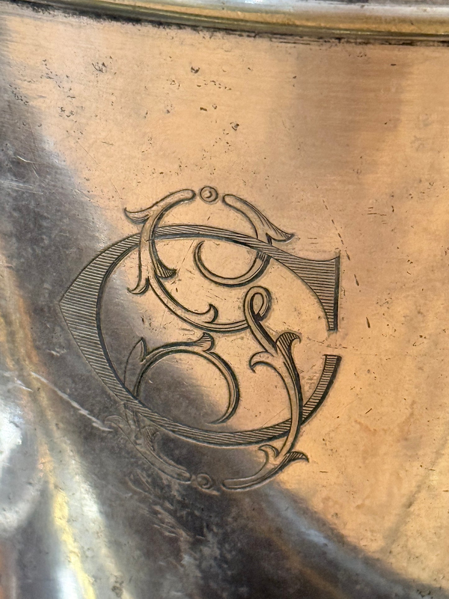 Silver Plated Christofle Champagne Bucket with Monogram CS