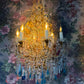 6 Arm Crystal Chandelier with Deep Blue Drops